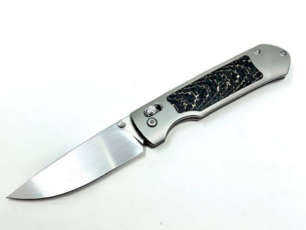 # **ALMOST GONE **  OHLONE KNIVES - Goat AXL- M390 Blade - GOLD SNAKESKIN CF