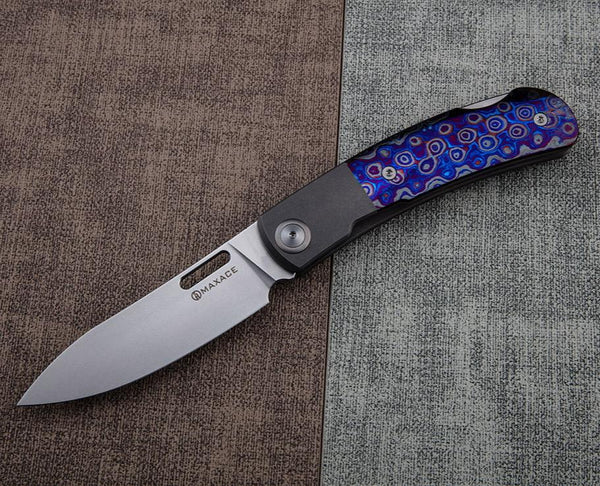 # ** COMING SOON  ** MAXACE BEETLE 2.0 - MAGNACUT BLADE - SILVER CARBON FIBER - BONE ZIRCU-TI  INLAYS - LOCK BACK - True Talon