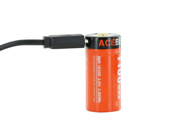 ** BACK IN STOCK ** ACEBEAM IMR 18350 with USB Port - 1100 mAh Lithium Battery - True Talon