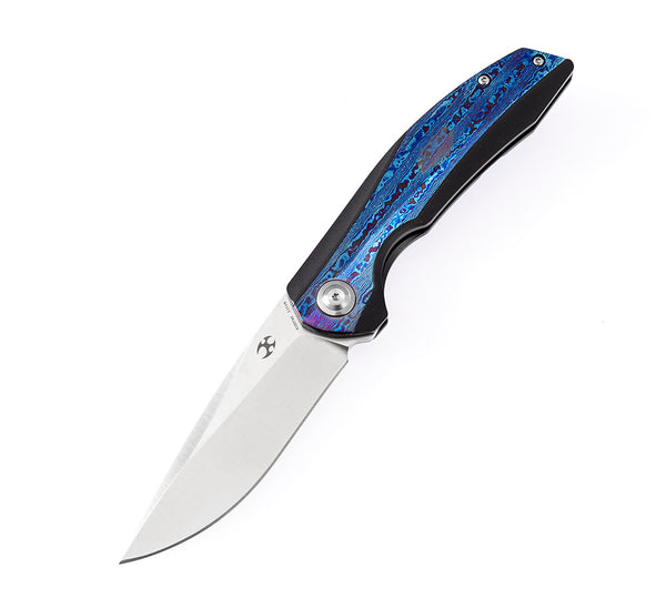 ** HERE NOW ** KANSEPT KNIVES - ACCIPITER K1007A- S35VN blade - TIMASCUS & TITANIUM HANDLE - Front Flipper