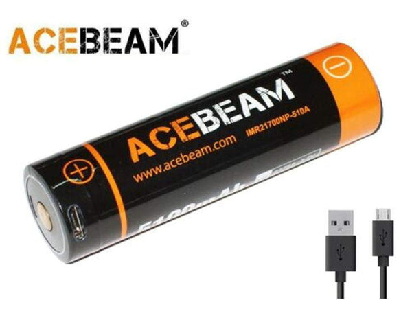 ** BACK IN STOCK ** ACEBEAM IMR 21700 with USB Port - 5100 mAh Lithium Battery - Doubles as a Power Bank - True Talon