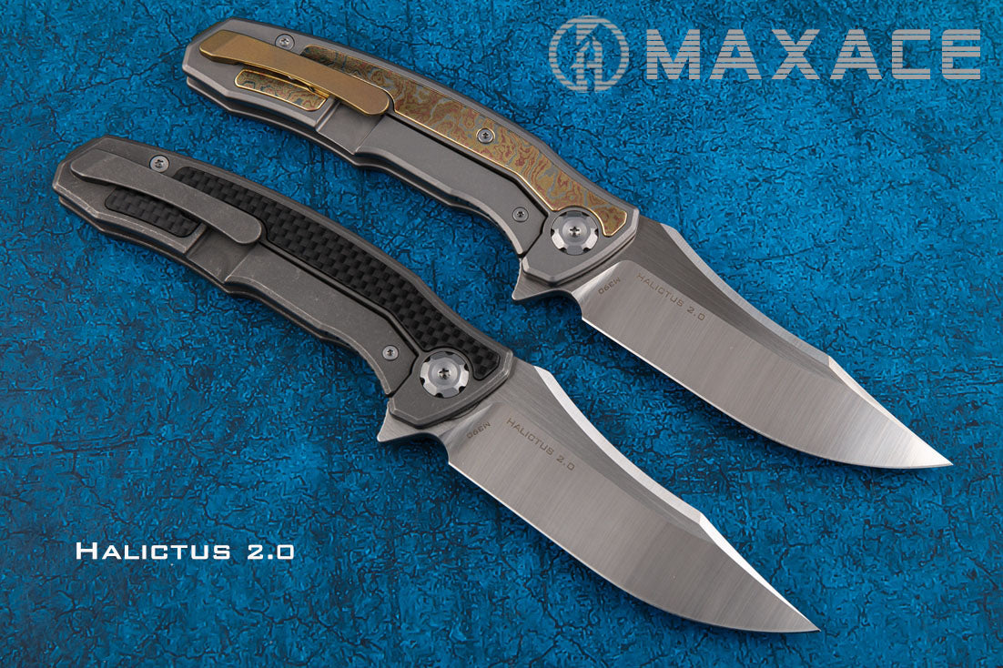 MAXACE HALICTUS - 4 INCH M390 BLADE - MOKUME OR CF HANDLE