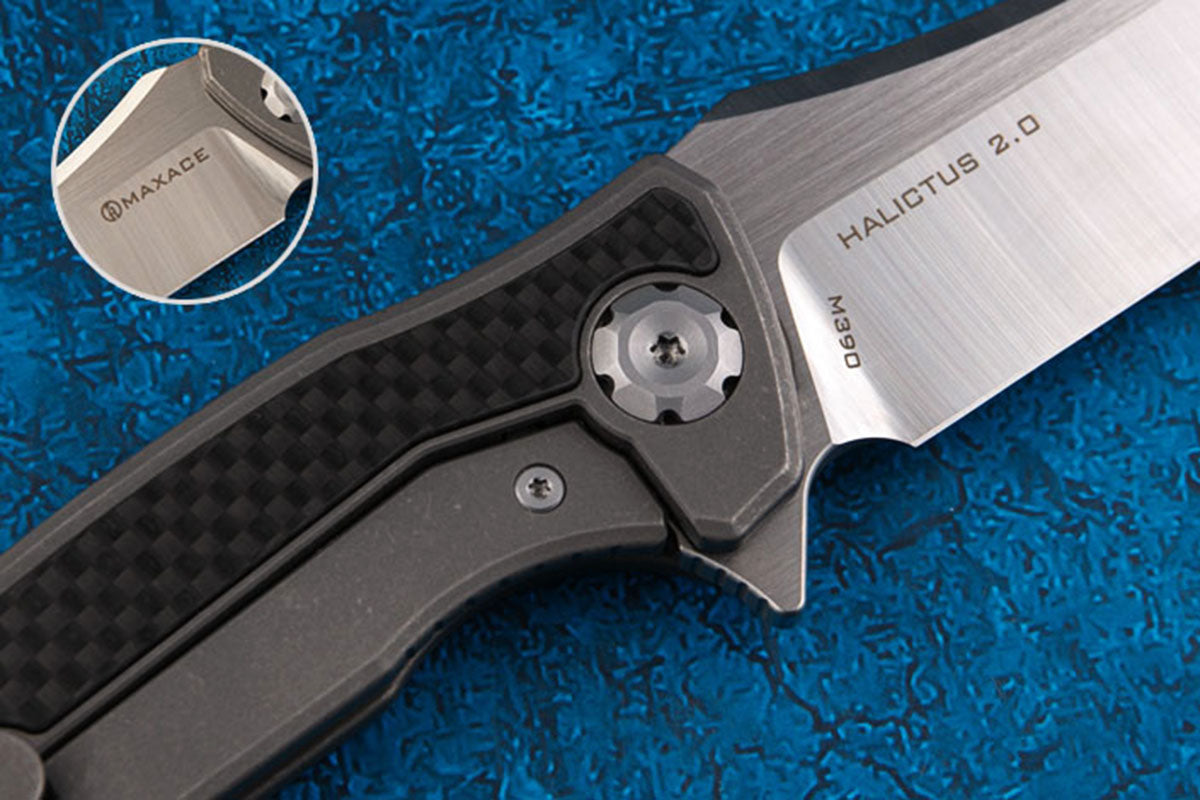 MAXACE HALICTUS - 4 INCH M390 BLADE - MOKUME OR CF HANDLE