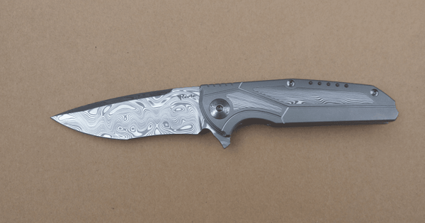 Reate Knives - K-4 DROP POINT - DAMASTEEL Blade - Damasteel Inlay - True Talon