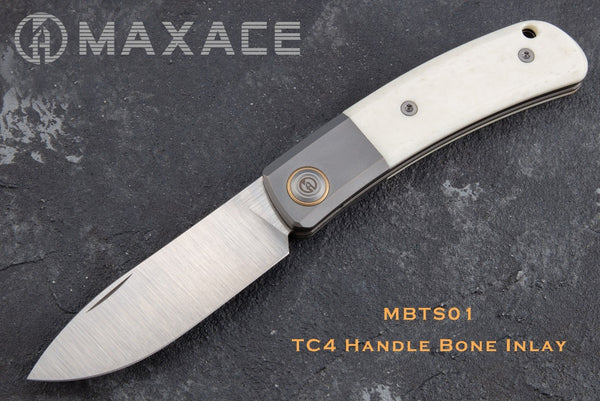 # ** ALMOST GONE ** MAXACE BEETLE S - M390 BLADE - CARBON FIBER OR BONE INLAYS - SLIP JOINT - WITH FREE LEATHER SLIP CASE