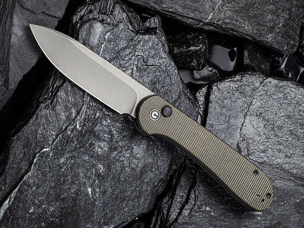 ** HERE NOW ** CIVIVI C2103 Elementum BUTTON LOCK - Damascus or 14C28N Sandvik Blade