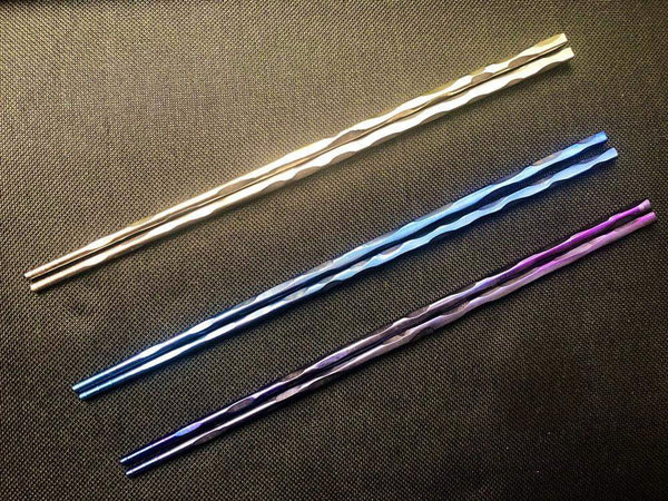 ** NOW HERE ** - Titanium Chops - TACTICAL  Chopsticks - Torch Anodized - Can be used as Japanese Hair Sticks - True Talon