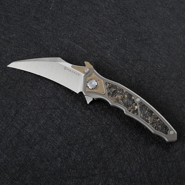 MAXACE RED QUEEN III - M390 BLADE -  KARAMBIT - MULTI ROW BEARINGS - LUMINOUS CF