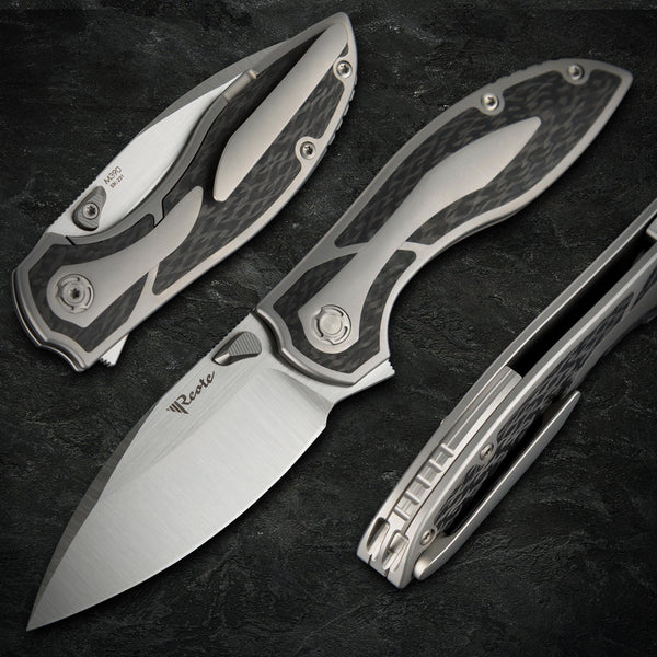 # ** HERE NOW ** Reate Knives - IRON X  - 3.25 INCH M390 BLADE - Carbon Fiber Or Micarta Handles