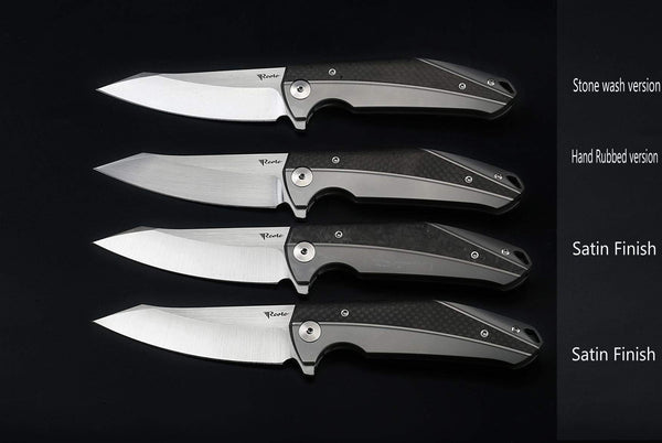 Reate Knives - K-1 KNIFE - Satin RWL34 Blade & Checkered Carbon Fiber inlay - True Talon