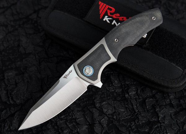 Reate Knives - MINI CROSSROADS - 3.3 inch M390 Blade - Floating Back Spacer -Micarta Handle -  Kirby Lambert Design