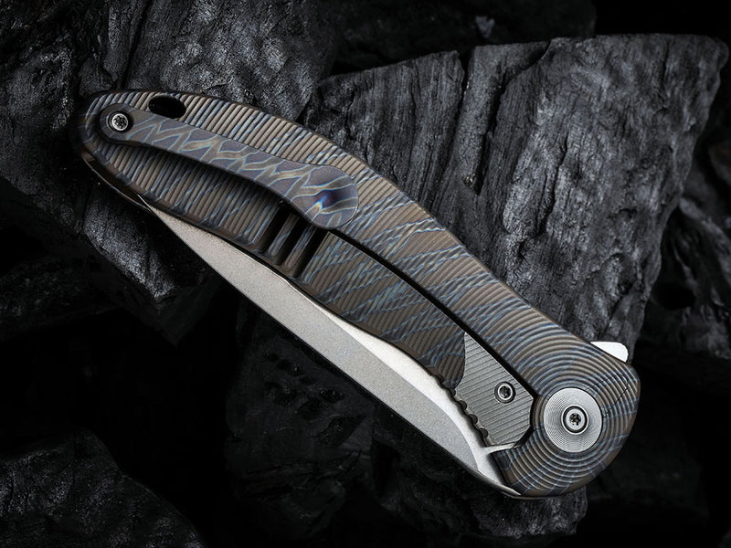 WE Knife: 912 Synergy2 - Integral Titanium Frame - Bohler M390 - Stonewash  - Trailing Point